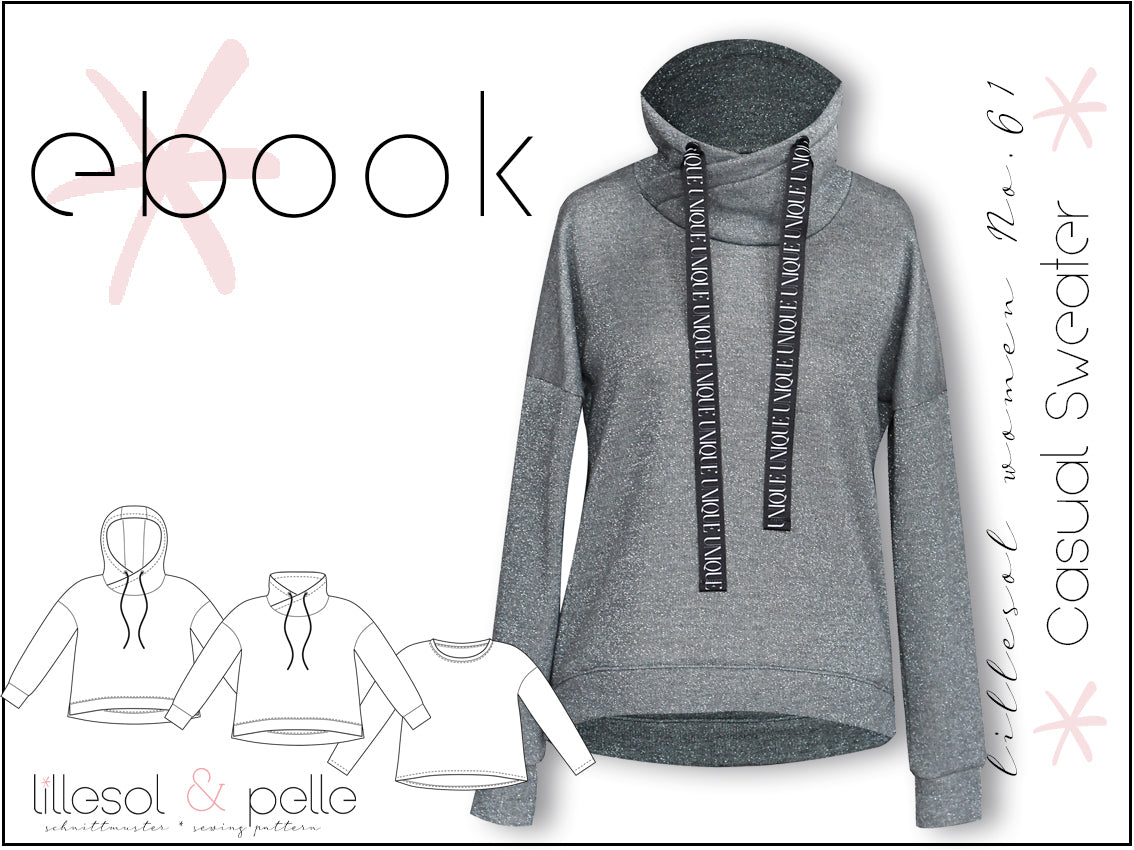 Ebook / Schnittmuster lillesol women No.61 Casual Sweater *mit Video Nähanleitung*