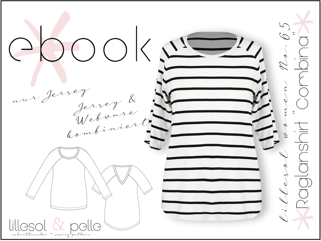 Ebook / Schnittmuster lillesol women No.65 Raglanshirt "Combina" *mit Video Nähanleitung*