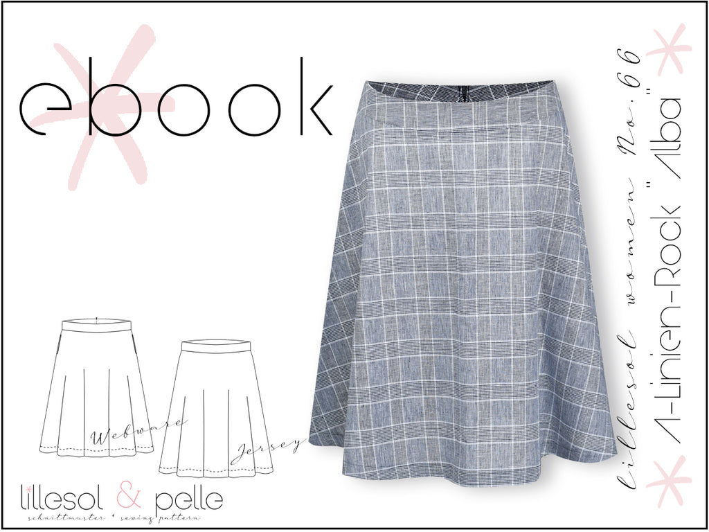 Ebook / Schnittmuster lillesol women No.66 A-Linien-Rock "Alba" *mit Video Nähanleitung*
