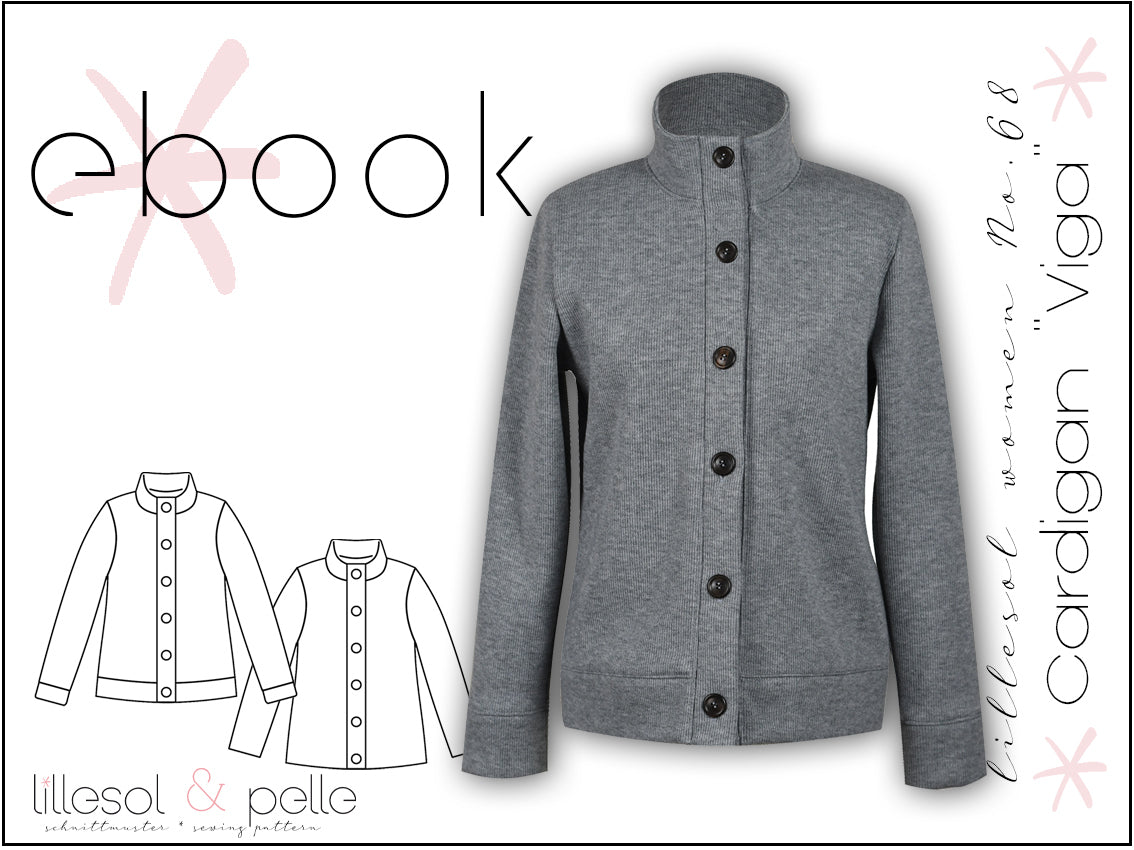 Ebook / Schnittmuster lillesol women No.68 Cardigan "Viga" *mit Video Nähanleitung*