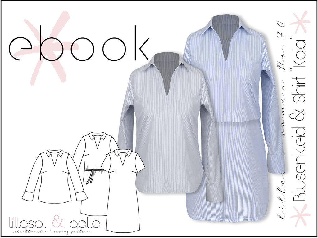 Ebook / Schnittmuster lillesol women No.70 Blusenshirt & Kleid "Kaia" *mit Video Nähanleitung*