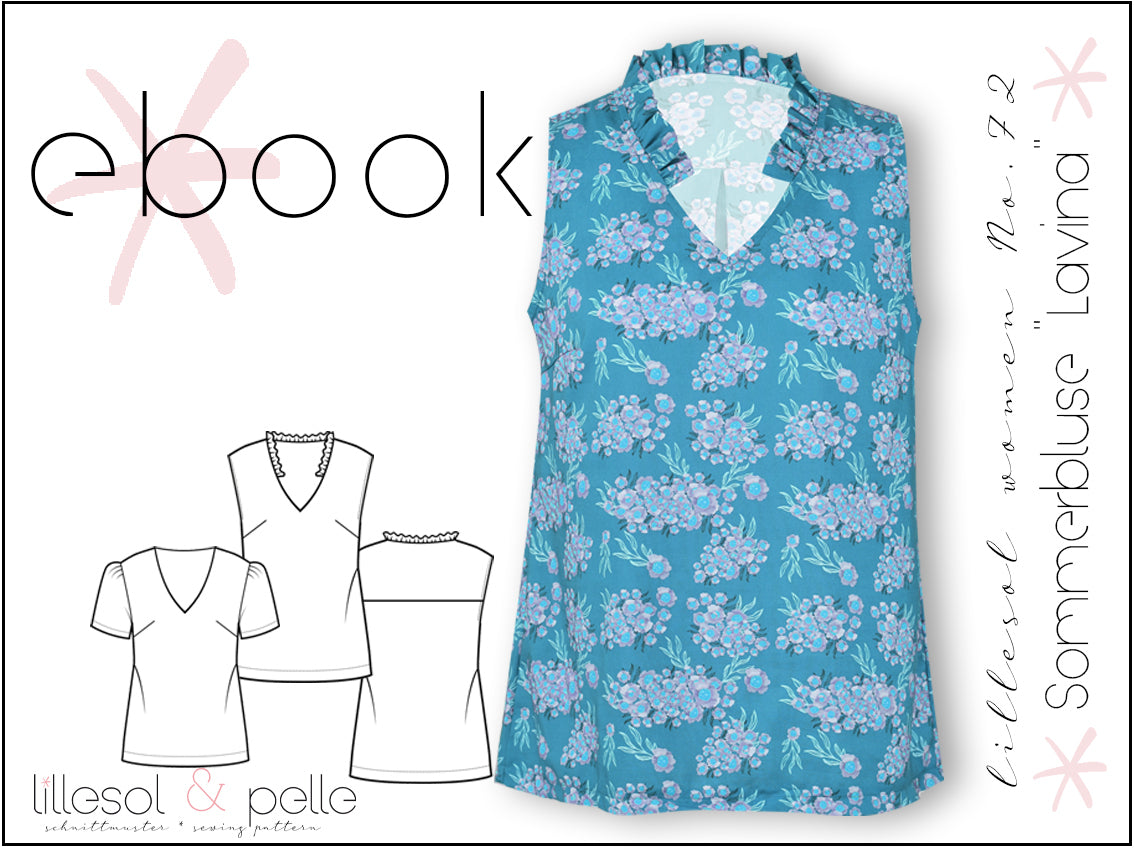 Ebook / Schnittmuster lillesol women No.72 Sommerbluse "Lavina" *mit Video Nähanleitung*
