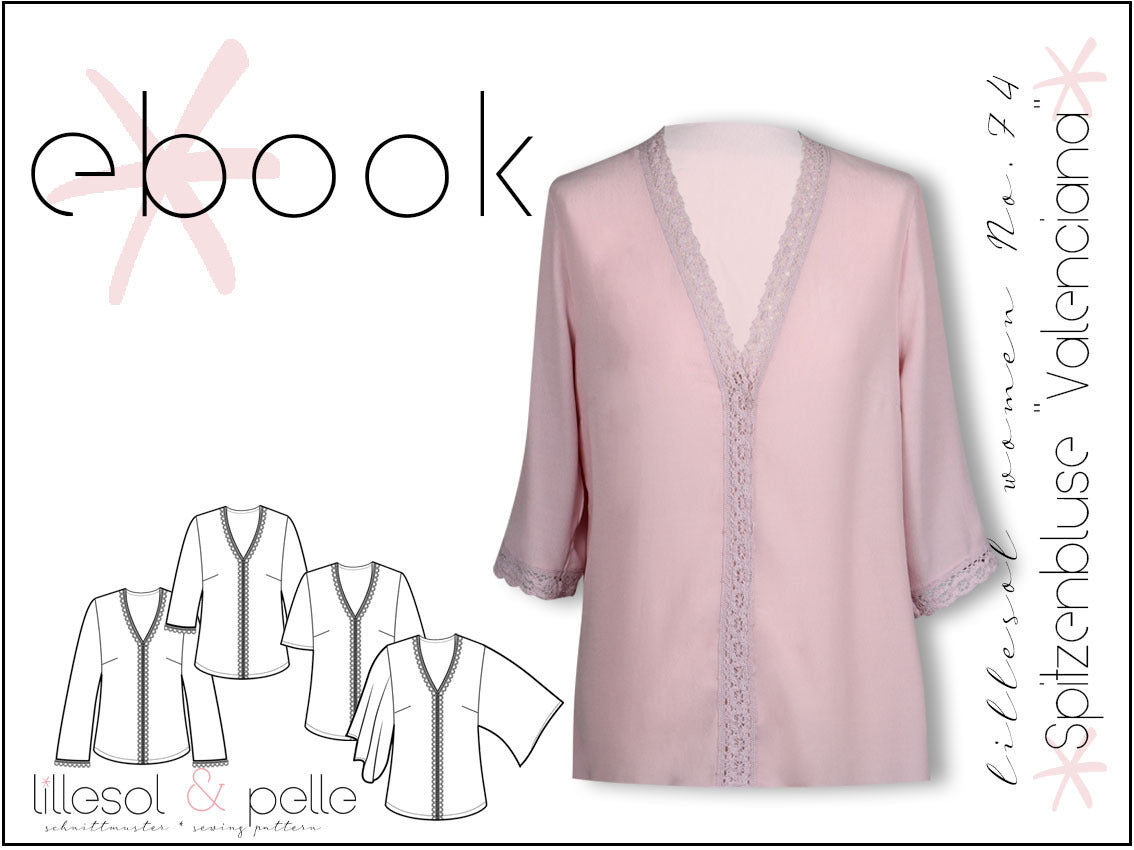 Ebook / Schnittmuster lillesol women No.74 Spitzenbluse "Valenciana" *mit Video Nähanleitung*