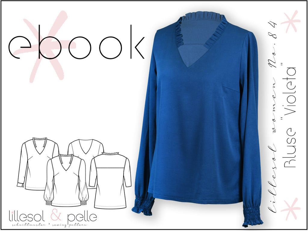 Ebook / Schnittmuster lillesol women No.84 Bluse"Violeta" *mit Video Nähanleitung*