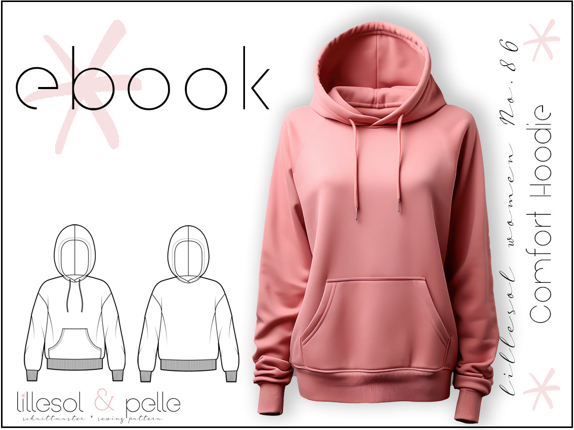 Ebook / Schnittmuster lillesol women No.86 Comfort Hoodie " mit Video-Nähanleitung*