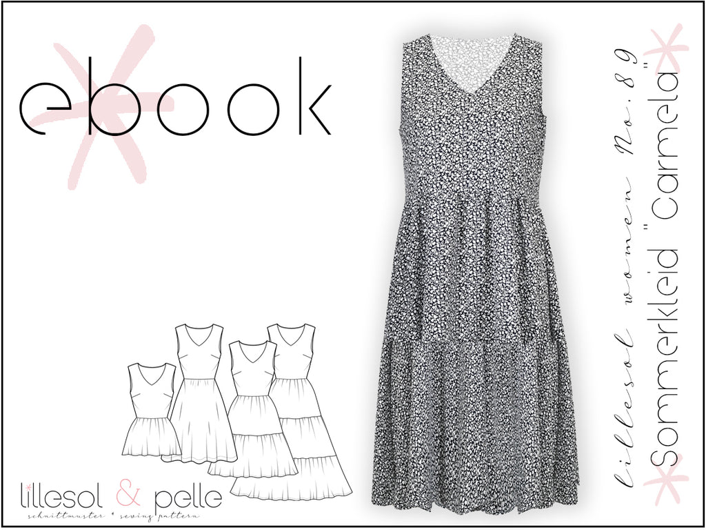 Ebook / Schnittmuster lillesol women No.89 Sommerkleid "Carmela" mit Video-Nähanleitung*