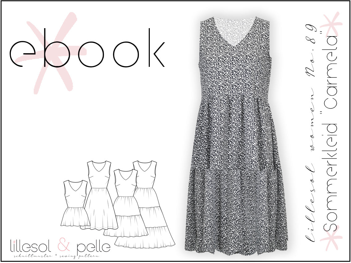 Ebook / Schnittmuster lillesol women No.89 Sommerkleid "Carmela" mit Video-Nähanleitung*