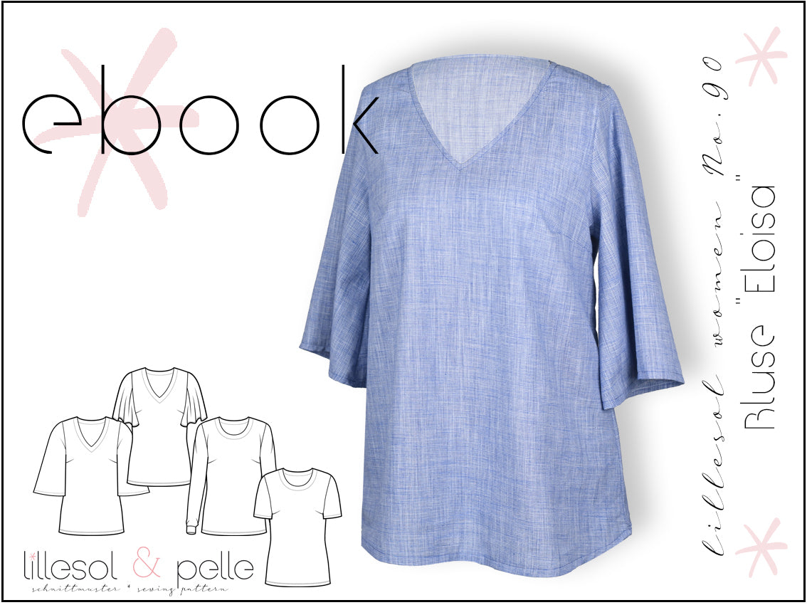 Ebook / Schnittmuster lillesol women No.90 Bluse "Eloisa" mit Video-Nähanleitung*