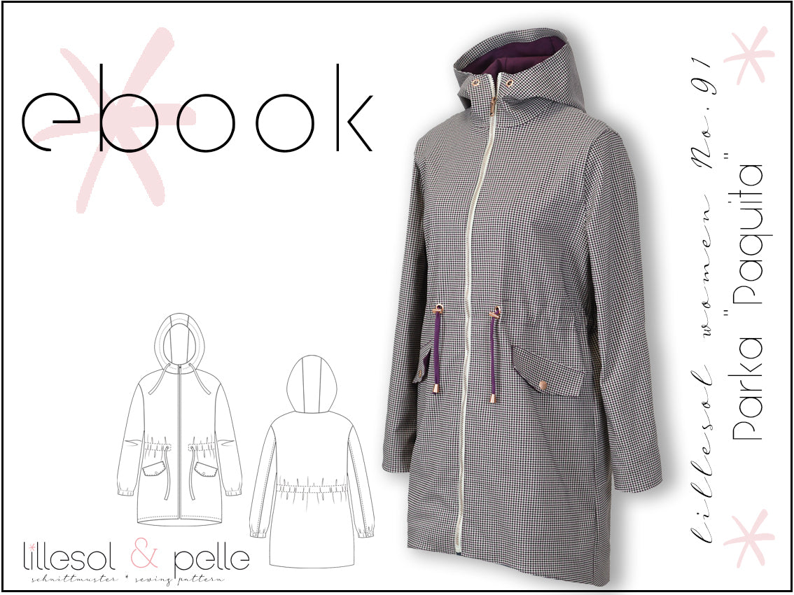 Ebook / Schnittmuster lillesol women No.91 Parka "Paquita" mit Video-Nähanleitung*