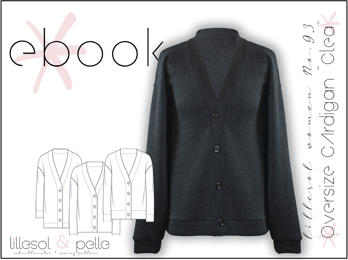 Ebook / Schnittmuster lillesol women No.93 Oversize Cardigan "Clea" mit Video-Nähanleitung*