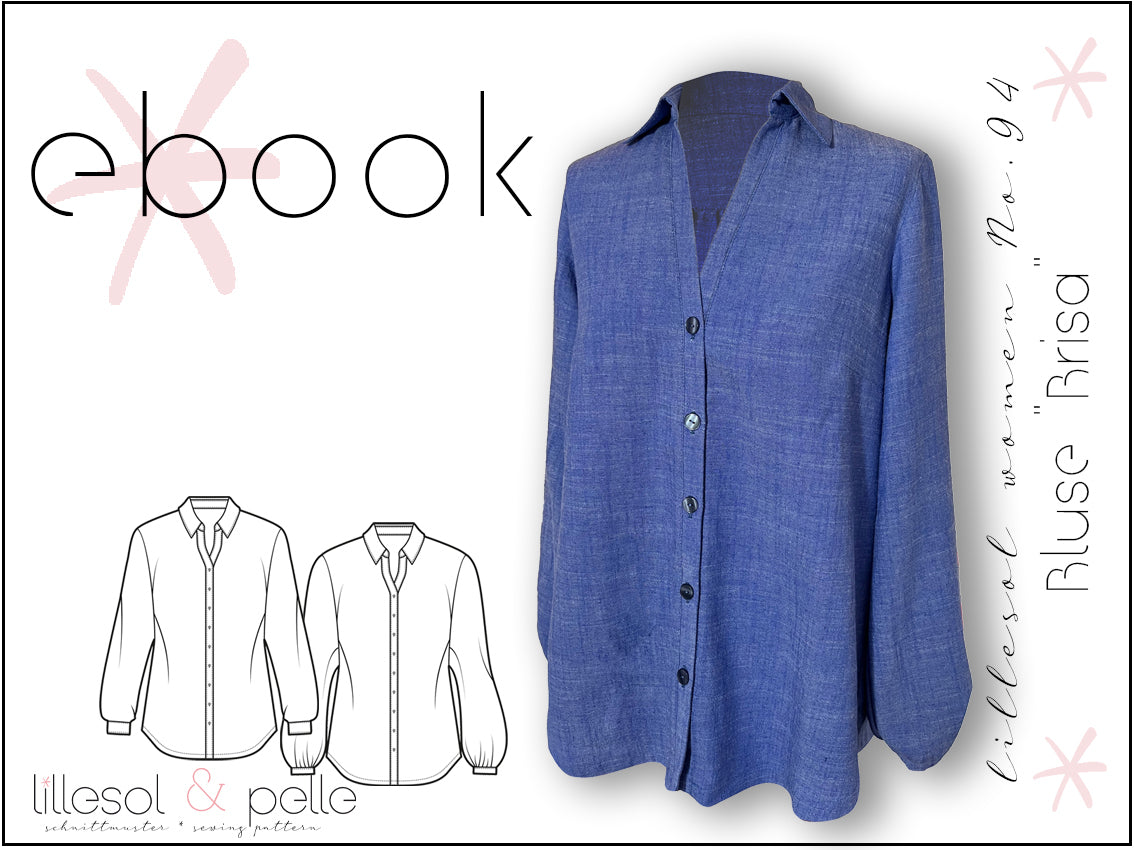 Ebook / Schnittmuster lillesol women No.94 Bluse "Brisa" mit Video-Nähanleitung*