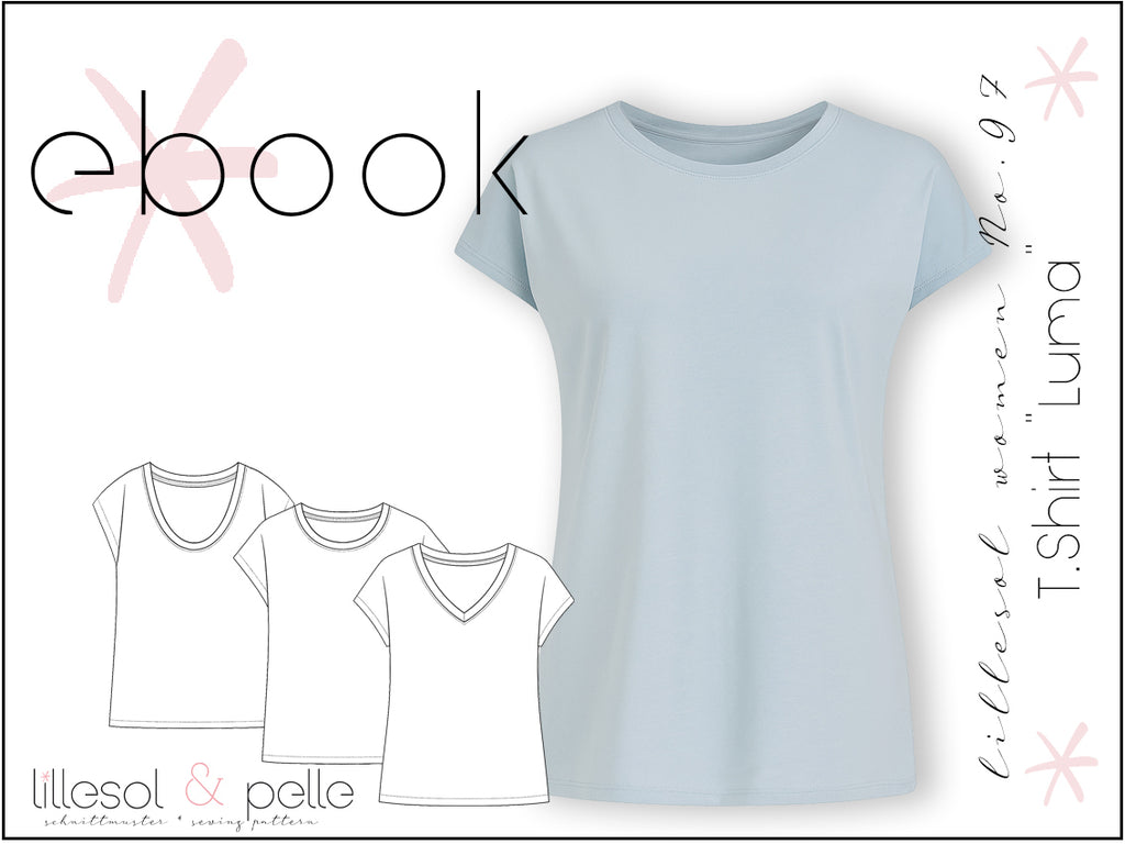 Ebook / Schnittmuster lillesol women No.97 T-Shirt "Luma" * mit Video-Nähanleitung*
