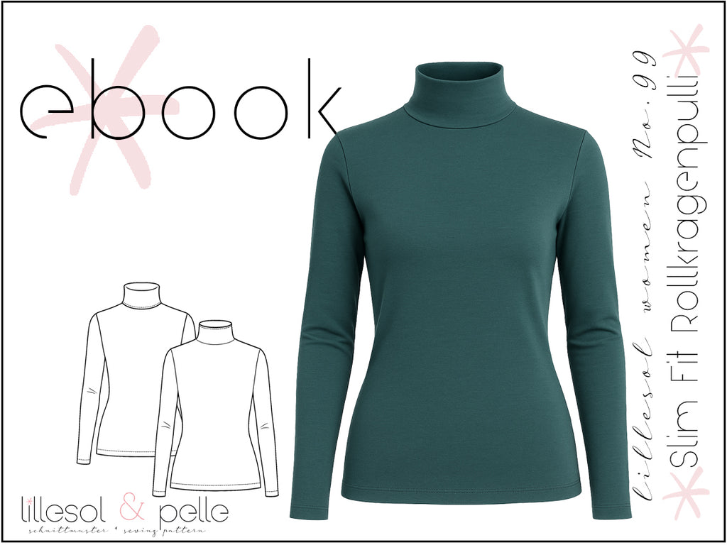 Ebook / Schnittmuster lillesol women No.99 Slim Fit Rollkragenpulli * mit Video-Nähanleitung*