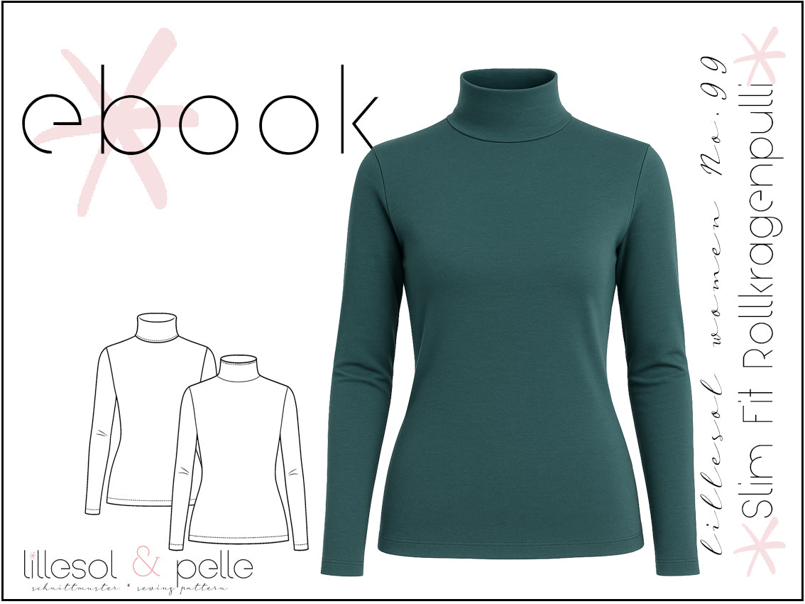 Ebook / Schnittmuster lillesol women No.99 Slim Fit Rollkragenpulli * mit Video-Nähanleitung*