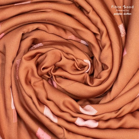 Viskose orange mit grafischem Muster Fibre Mood