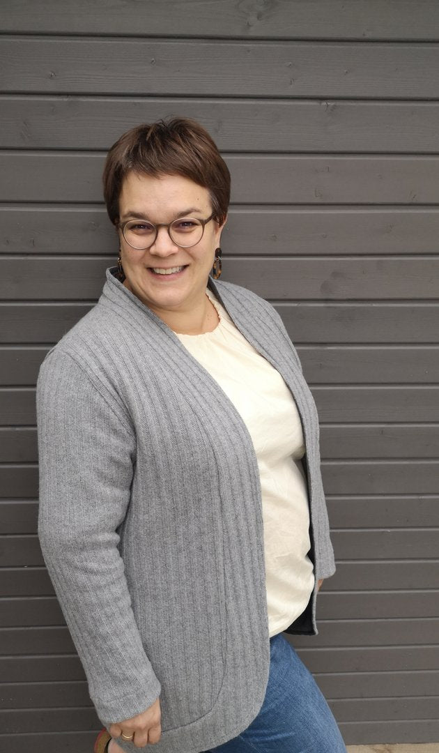 Designbeispiel: lillesol women No.46 LongCardigan Schalkragen