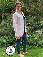 Designbeispiel: lillesol women No.46 LongCardigan mit Schalkragen