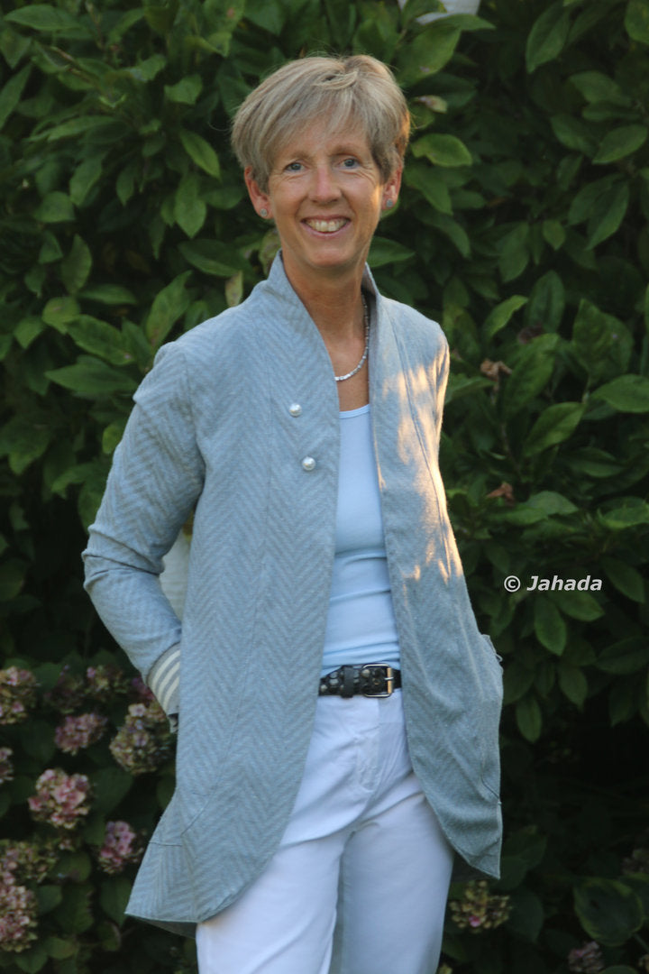 Designbeispiel: lillesol women No.46 LongCardigan mit Schalkragen