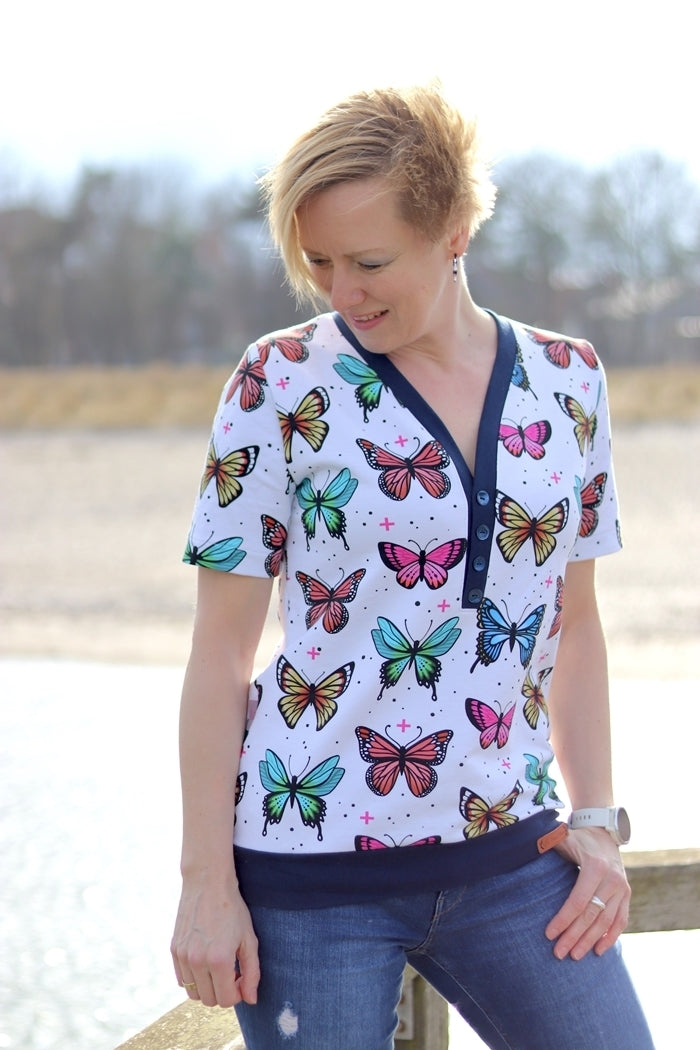 Designbeispiel: lillesol women No.53 Shirt mit Knopfleiste