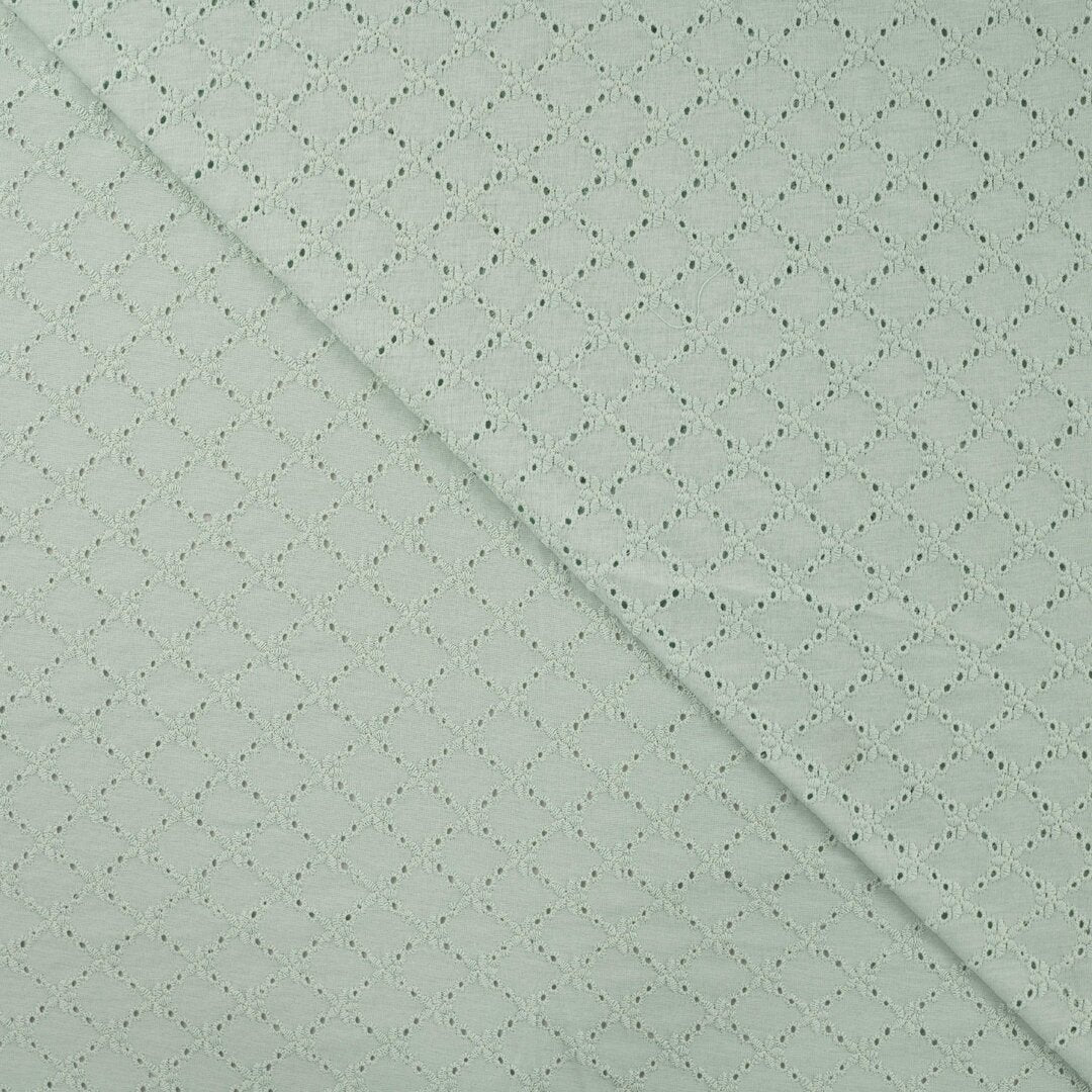 Jersey mit Lochstickerei florale Waben - mint