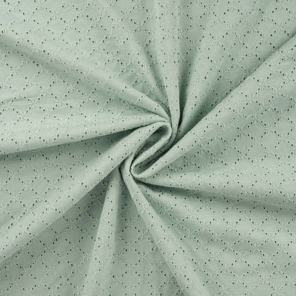 Jersey mit Lochstickerei florale Waben - mint