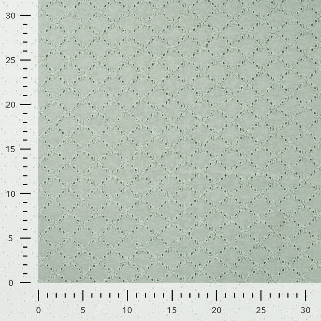 Jersey mit Lochstickerei florale Waben - mint