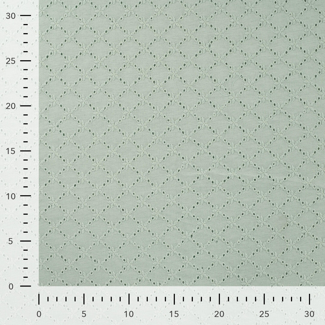 Jersey mit Lochstickerei florale Waben - mint