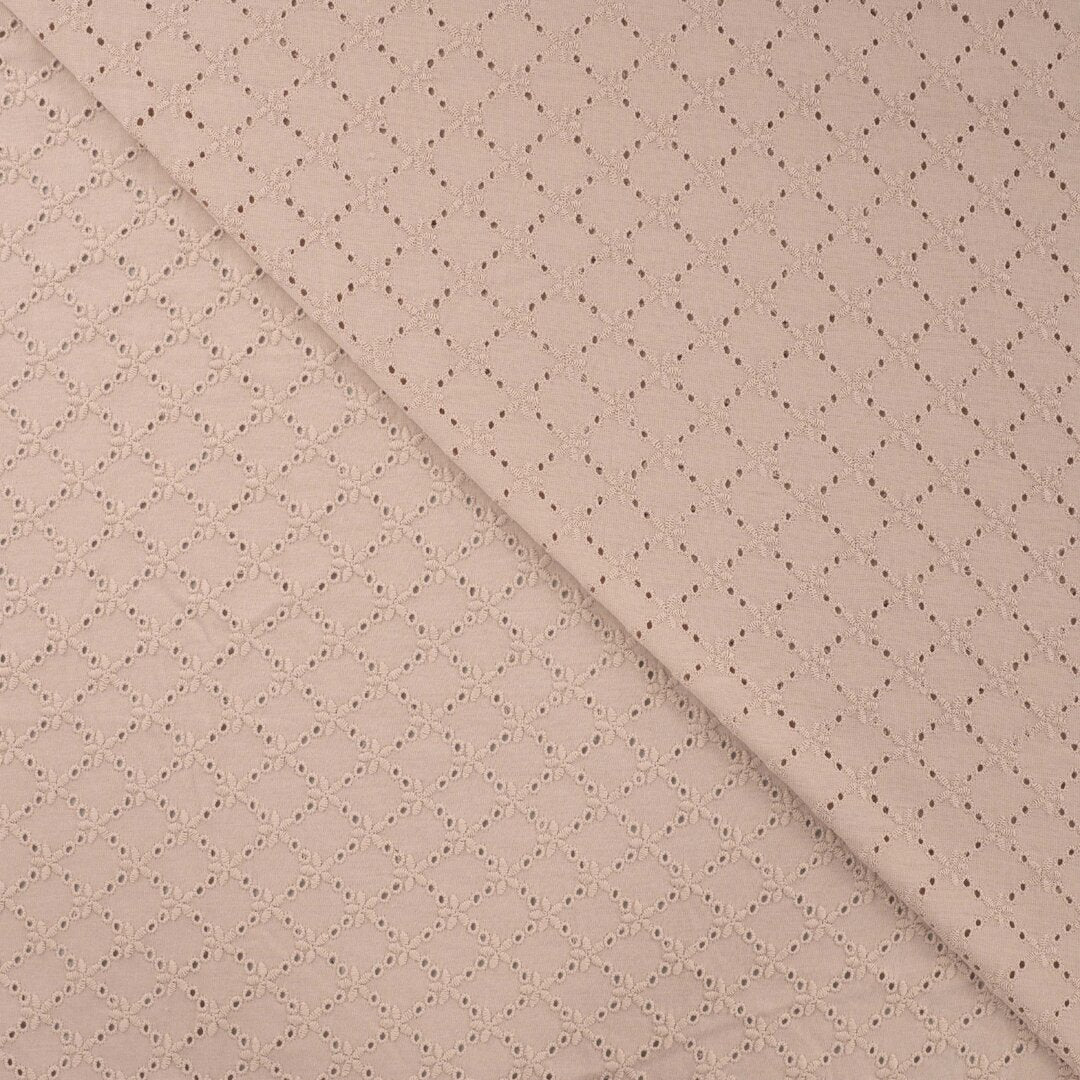 Jersey mit Lochstickerei florale Waben - sand *Videovorstellung*