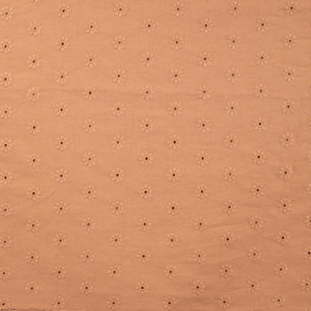 Baumwoll-Voile mit Stickerei Blüten - dusty salmon
