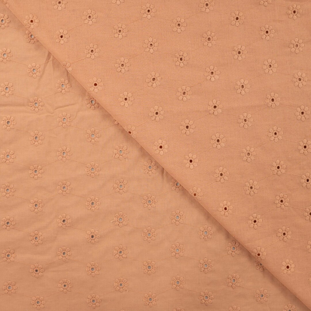 Baumwoll-Voile mit Stickerei Blüten - dusty salmon