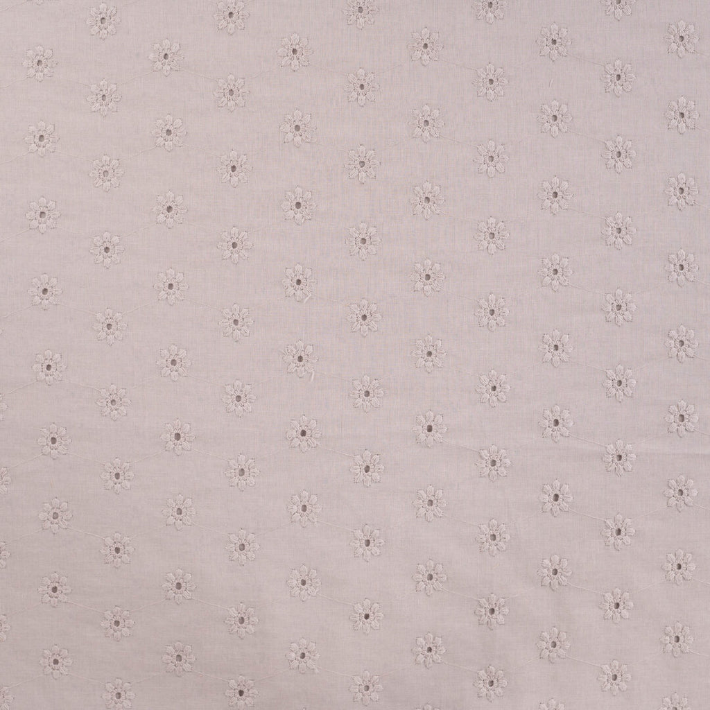 Baumwoll-Voile mit Stickerei Blüten - hellbraun