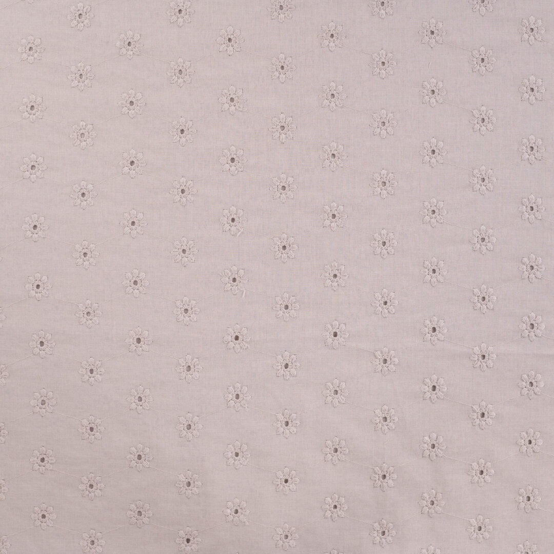 Baumwoll-Voile mit Stickerei Blüten - hellbraun