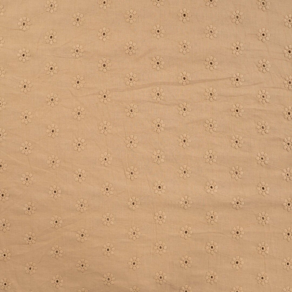 Baumwoll-Voile mit Stickerei Blüten - dark sand
