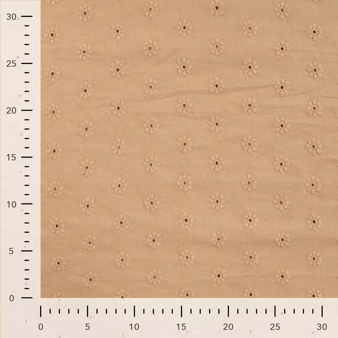 Baumwoll-Voile mit Stickerei Blüten - dark sand