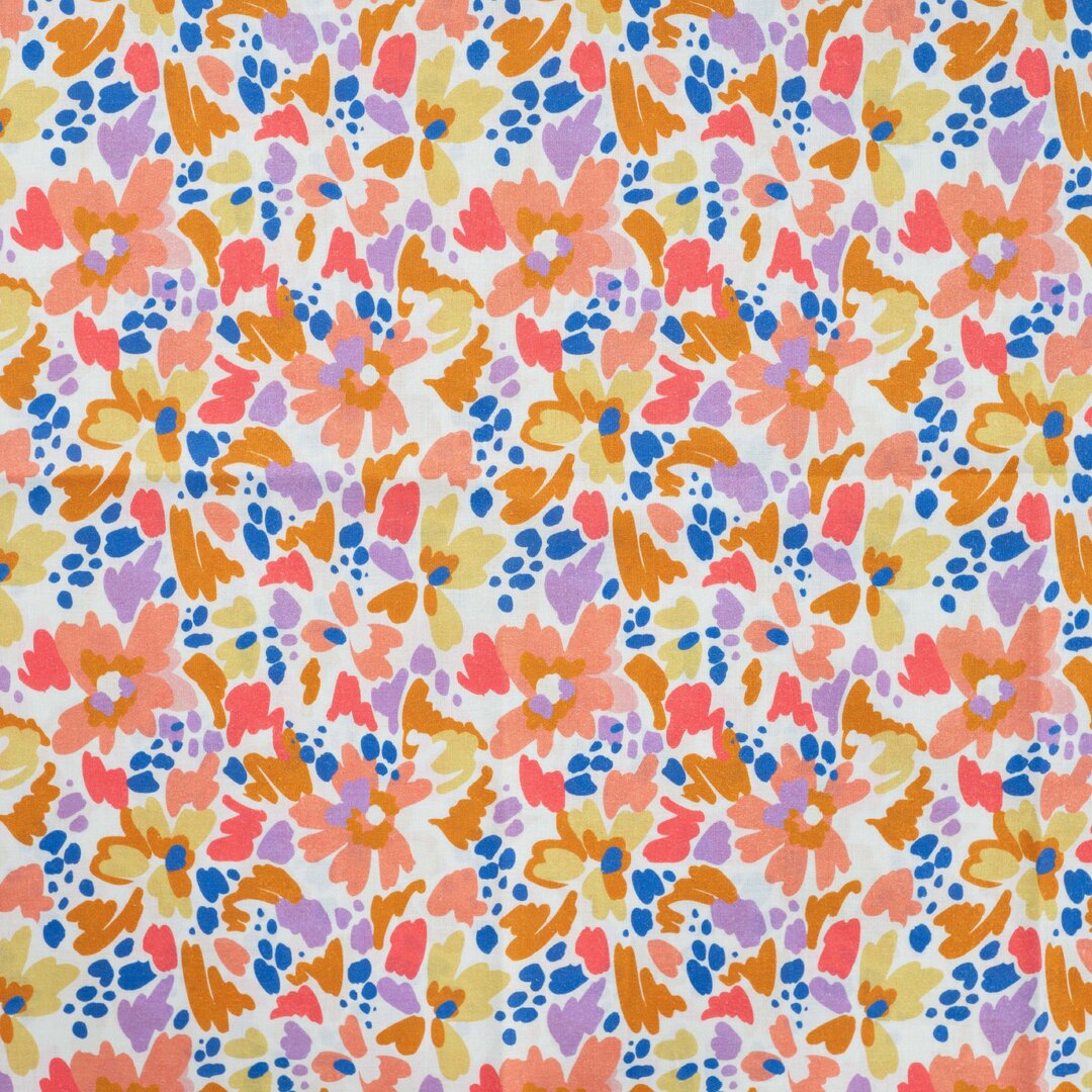 Baumwoll-Voile "Flower Strokes" - nude