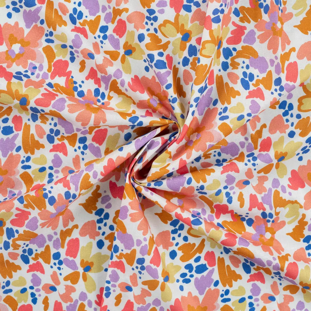 Baumwoll-Voile "Flower Strokes" - nude