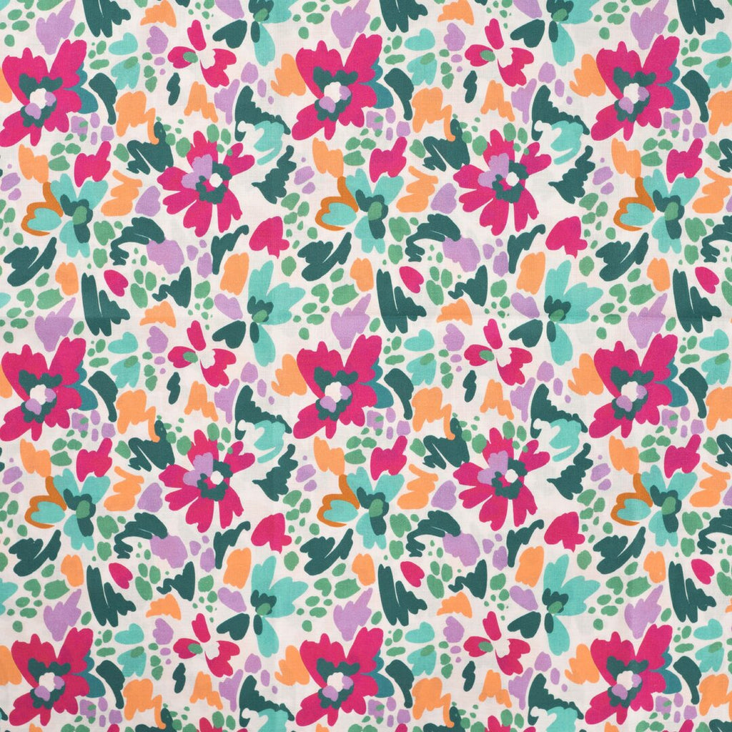 Baumwoll-Voile "Flower Strokes" - fuchsia