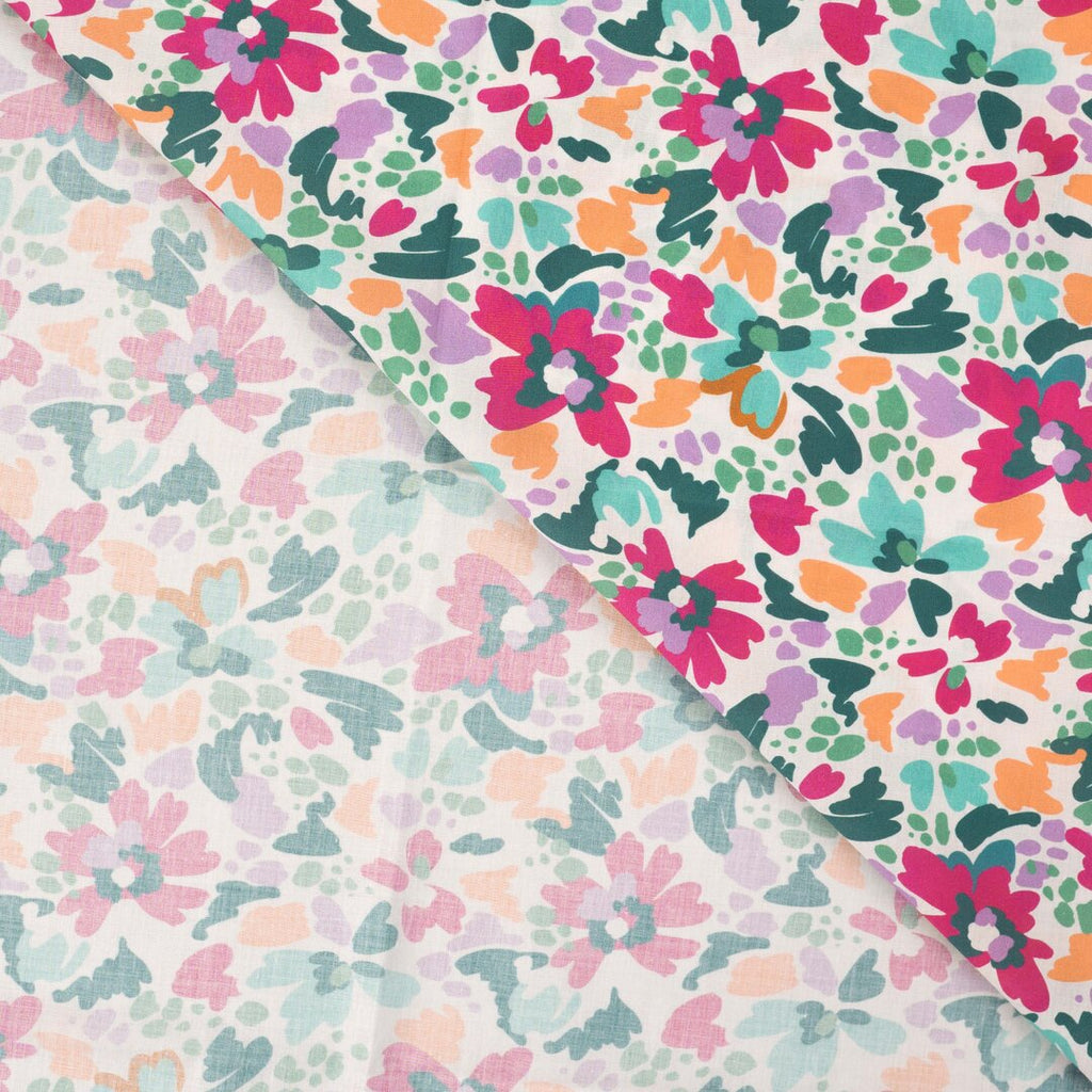 Baumwoll-Voile "Flower Strokes" - fuchsia