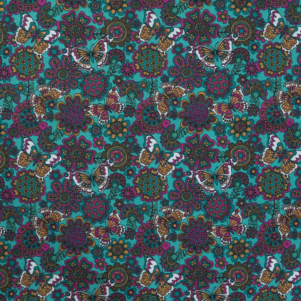 Baumwoll Voile Butterflies - türkis
