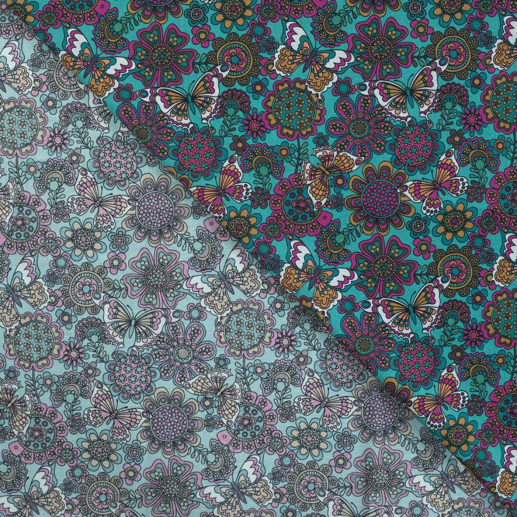 Baumwoll Voile Butterflies - türkis