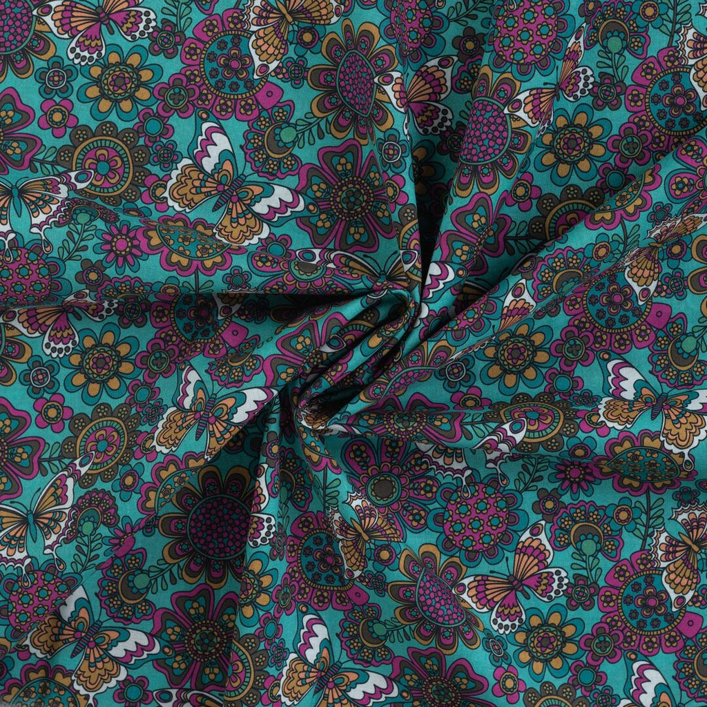 Baumwoll Voile Butterflies - türkis