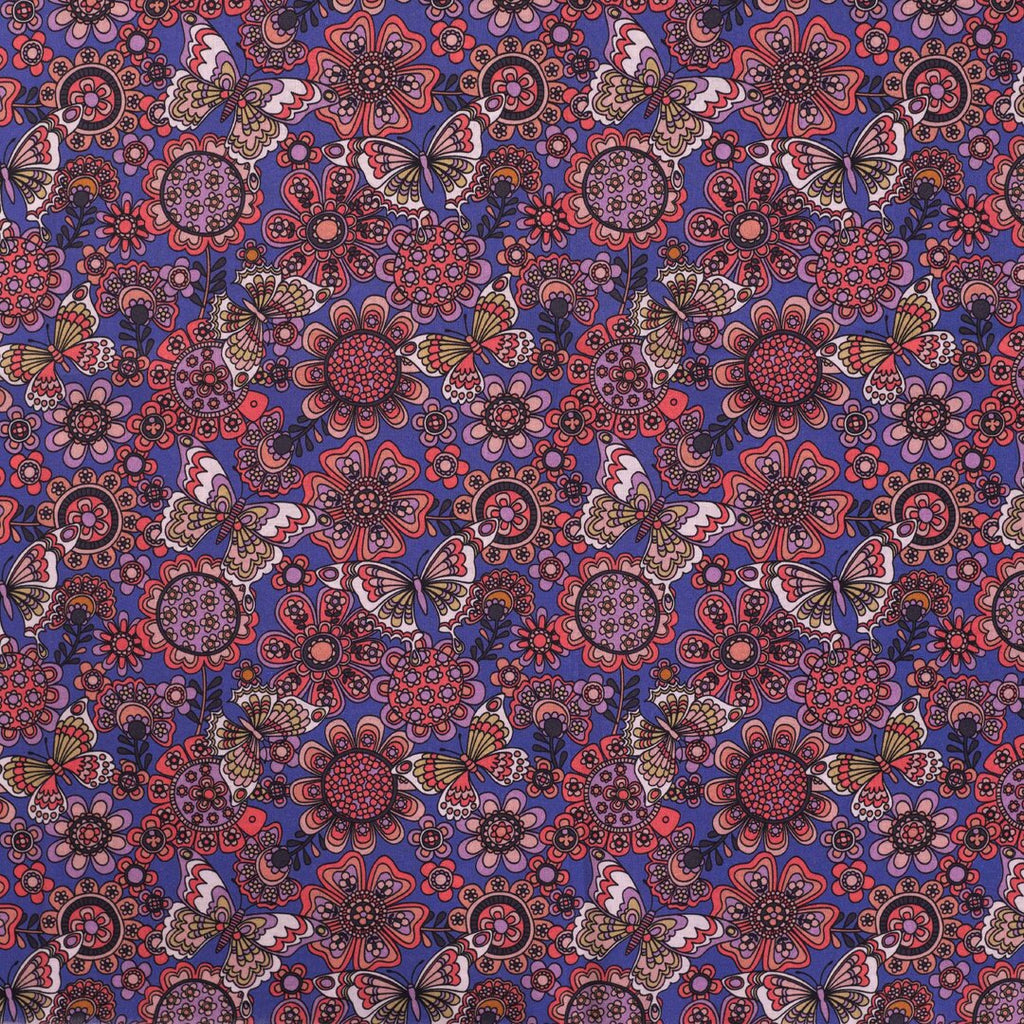 Baumwoll Voile Butterflies - blau