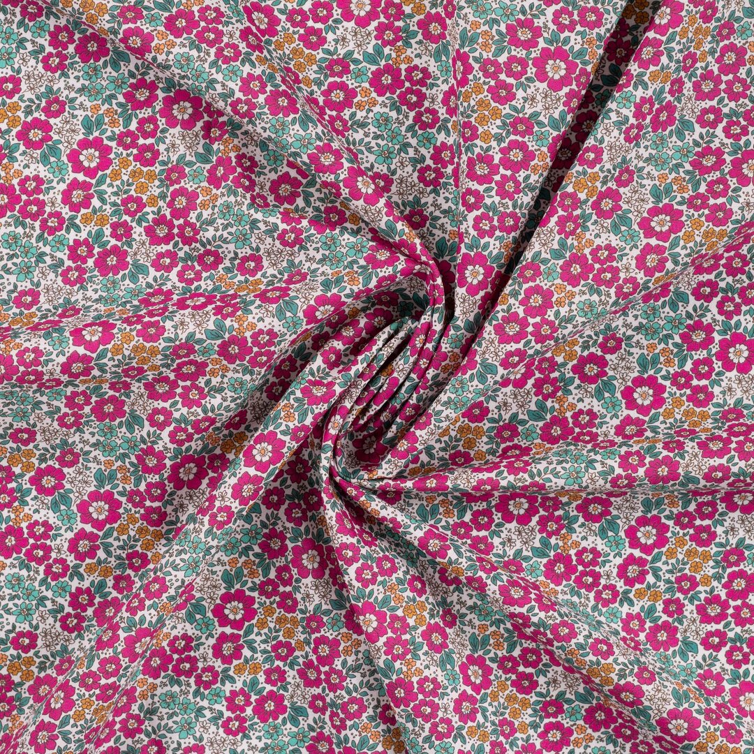 Baumwoll Voile Blütenmeer - fuchsia