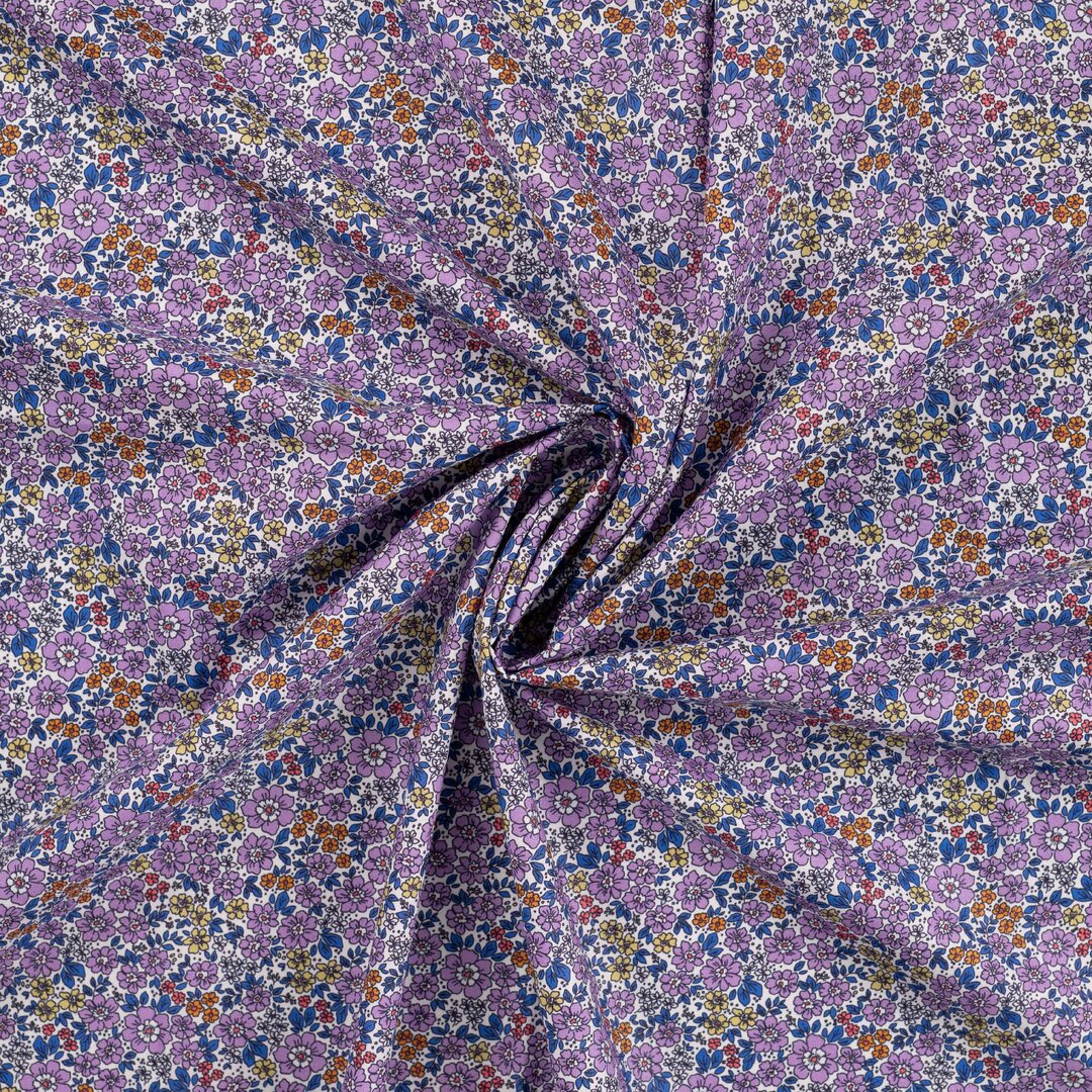 Baumwoll Voile Blütenmeer - fliederlila