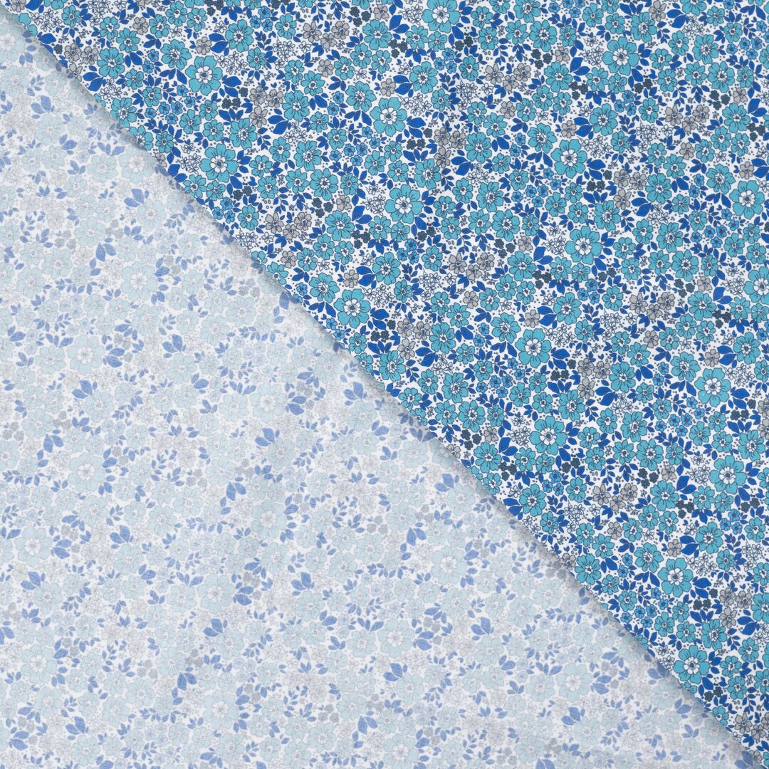 Baumwoll Voile Blütenmeer - blau