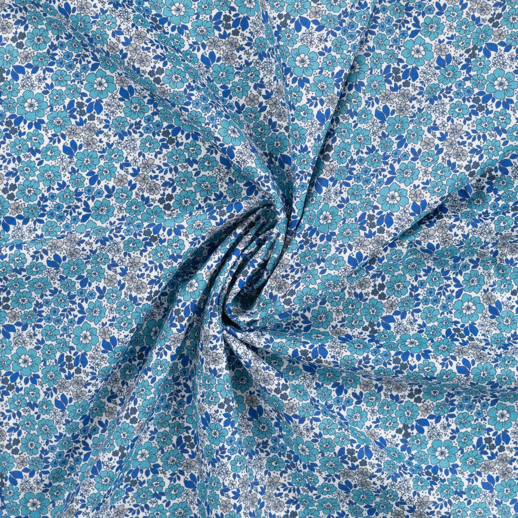 Baumwoll Voile Blütenmeer - blau