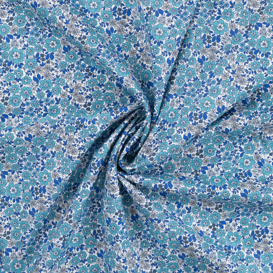 Baumwoll Voile Blütenmeer - blau