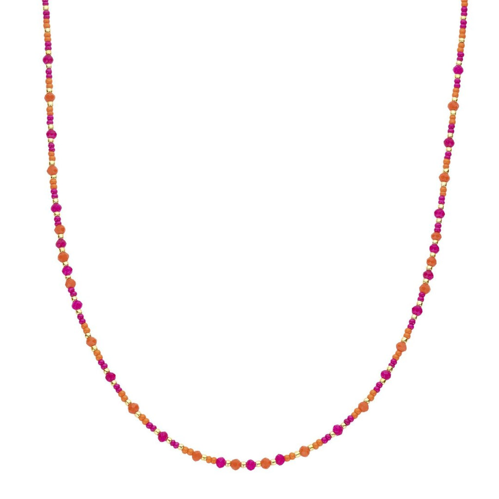 Kette pink orange mit kleinen Perlen / Beads Summer Boho