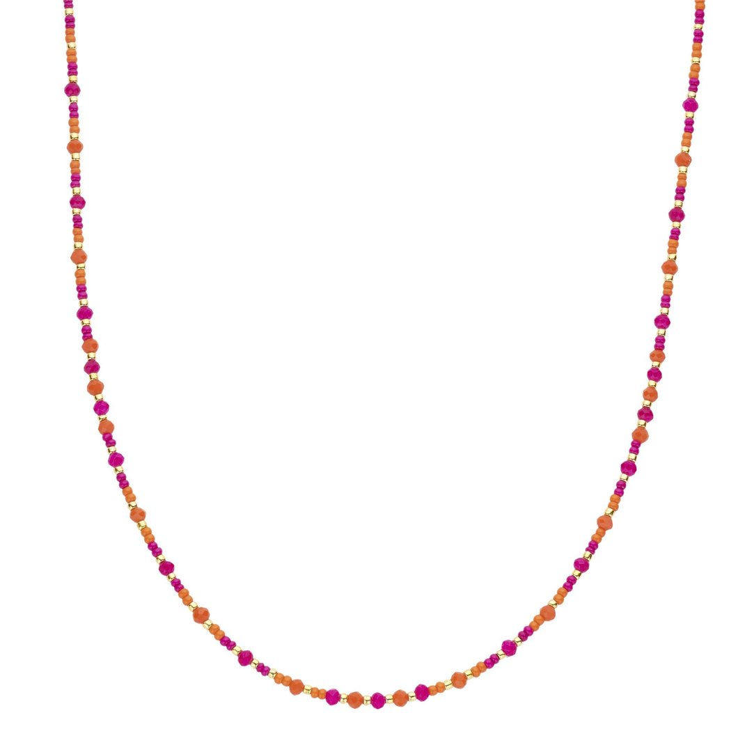 Kette pink orange mit kleinen Perlen / Beads Summer Boho