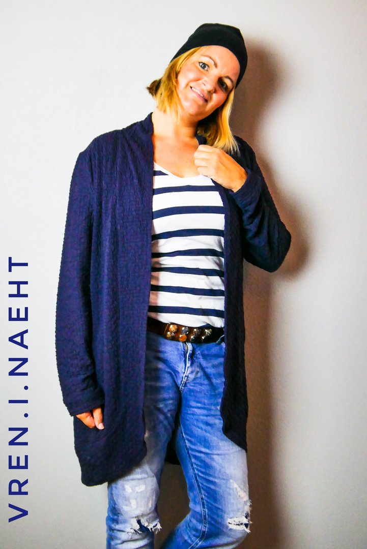 Designbeispiel: lillesol women No.46 LongCardigan Schalkragen